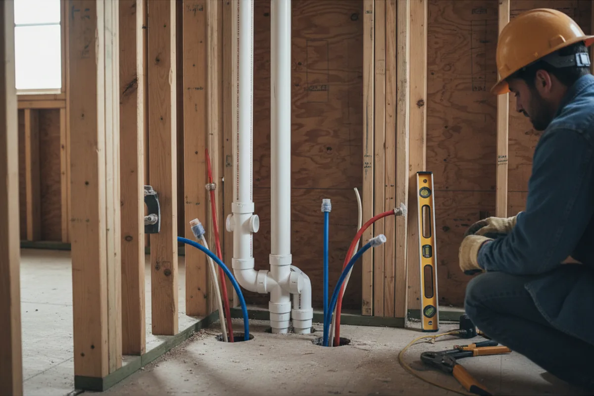 Drain and supply rough-in during Leak Detection in Condon