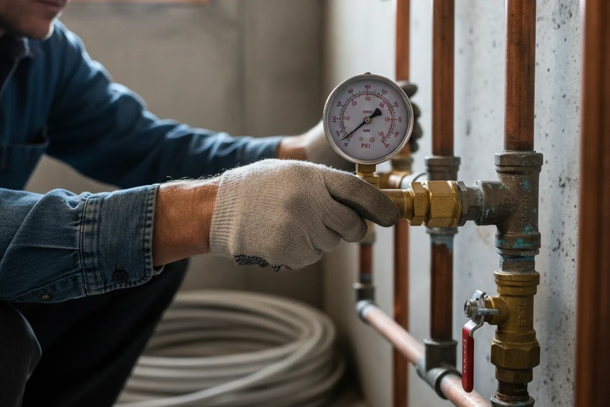 Pressure testing a repaired line during Water Line Repair in Condon